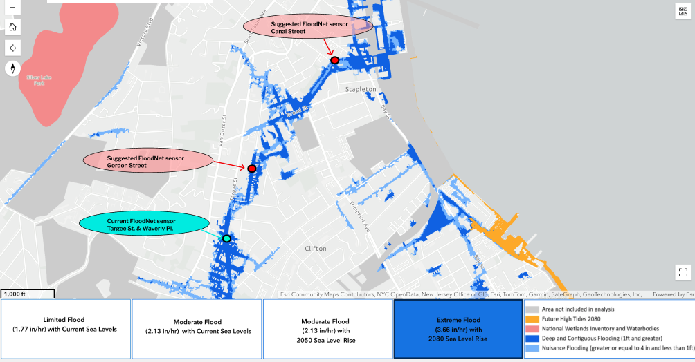 Suggestions for new sensor placements made at the January hackathon